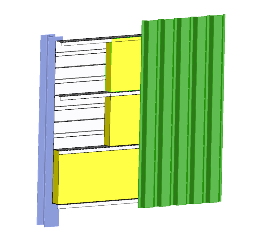 Wandaufbau mit W&auml;rmed&auml;mmung (Kassette)